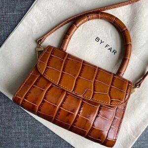 BY FAR Tan Croc-Embossed Mini Bag